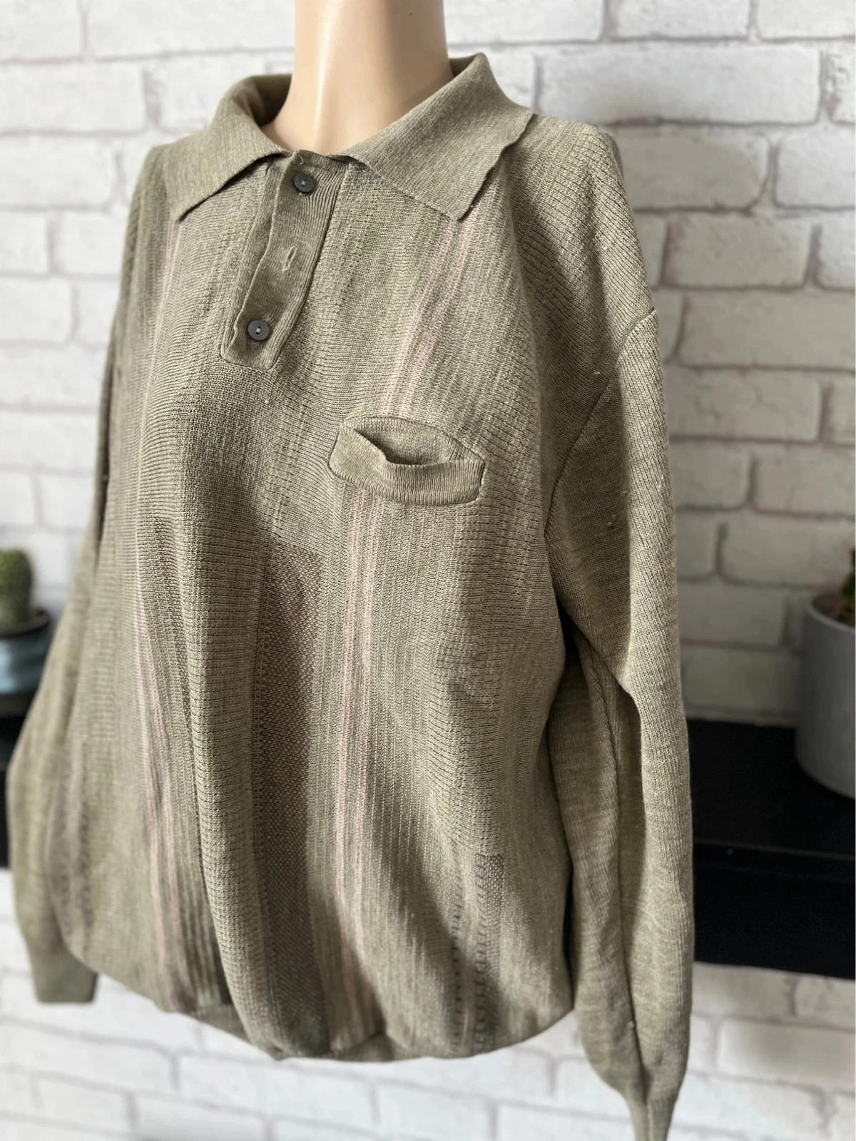 Vintage beige sweater with buttons – Size 44/46 – Victor – photo 2